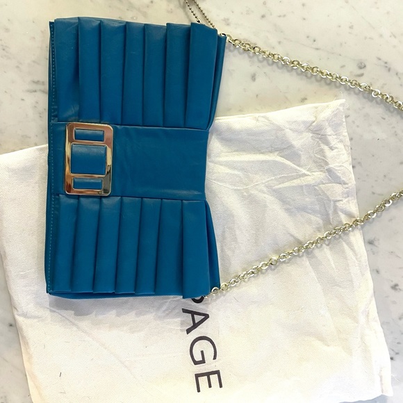 Rampage Blue & Gold Pleated Shoulder Bag - Picture 2 of 6